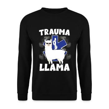 Trauma Llama Sanitäter Rettungsdienst - Unisex Pullover - Schwarz - Vorne - Alina (178cm) & Michal (187cm)