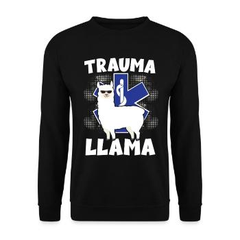 Trauma Llama Sanitäter Rettungsdienst - Unisex Pullover - Schwarz - Vorne - Alina (178cm) & Michal (187cm)