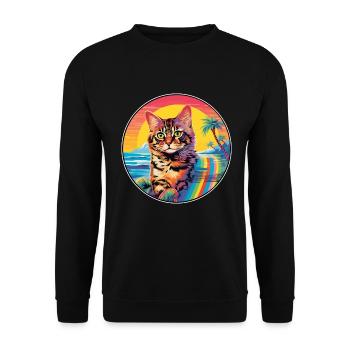 Deutsche Rex Katze Rasse Aquarell Karikatur Kawaii Haustier - Unisex Pullover - Schwarz - Vorne - Alina (178cm) & Michal (187cm)
