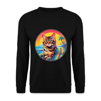 Deutsche Rex Katze Rasse Aquarell Karikatur Kawaii Haustier - Unisex Pullover - Schwarz - Vorne - Alina (178cm) & Michal (187cm)