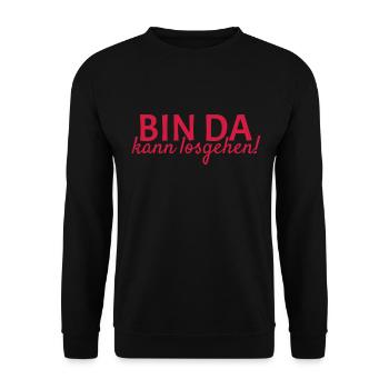 Bin da Kann losgehen - Unisex Pullover - Schwarz - Vorne - Alina (178cm) & Michal (187cm)