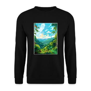 Amazone Regenwald Vintage Reiseposter Souvenir - Unisex Pullover - Schwarz - Vorne - Alina (178cm) & Michal (187cm)