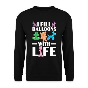 Ich fülle Ballons mit Leben Ballonmodellieren - Unisex Pullover - Schwarz - Vorne - Alina (178cm) & Michal (187cm)