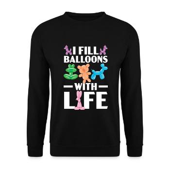 Ich fülle Ballons mit Leben Ballonmodellieren - Unisex Pullover - Schwarz - Vorne - Alina (178cm) & Michal (187cm)