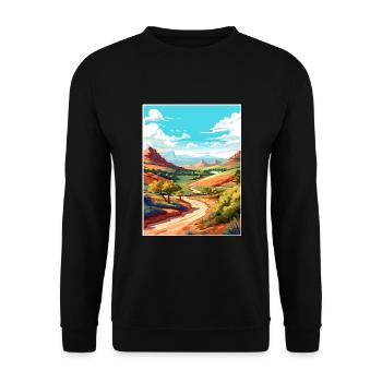 Mount Scott Texas Vintage Reiseposter Souvenir - Unisex Pullover - Schwarz - Vorne - Alina (178cm) & Michal (187cm)