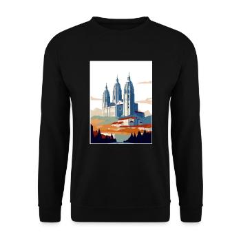 Santiago De Compostela Spanien Vintage Reiseposter - Unisex Pullover - Schwarz - Vorne - Alina (178cm) & Michal (187cm)