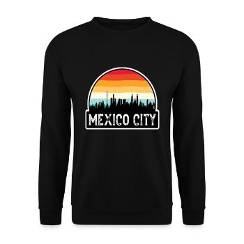 Mexiko-Stadt Mexiko-Flagge Skyline Reise-Souvenir - Unisex Pullover - Schwarz - Vorne - Alina (178cm) & Michal (187cm)