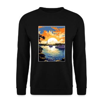 Pearl Harbor Hawaii Vintage Reiseposter Souvenir - Unisex Pullover - Schwarz - Vorne - Alina (178cm) & Michal (187cm)