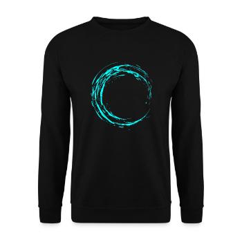 Kreis Bürste Modern cool Vektor Wasserblau - Unisex Pullover - Schwarz - Vorne - Alina (178cm) & Michal (187cm)