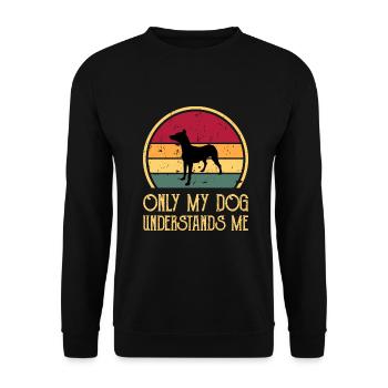 Andalusischer Laufhund Hundeliebhaber Silhouette Retro Sonnenuntergang - Unisex Pullover - Schwarz - Vorne - Alina (178cm) & Michal (187cm)