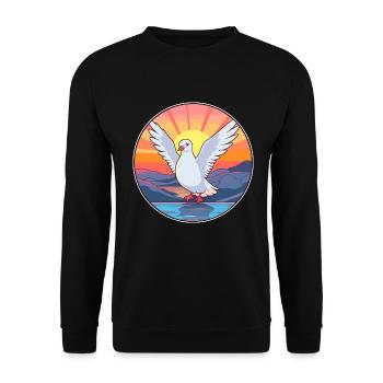 Taube buntes Aquarell Cartoon Kawaii Tier - Unisex Pullover - Schwarz - Vorne - Alina (178cm) & Michal (187cm)
