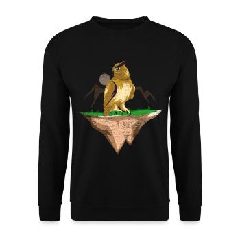 Geheimnisvolle Eule Nachtwache - Unisex Pullover - Schwarz - Vorne - Alina (178cm) & Michal (187cm)