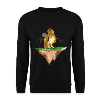 Geheimnisvolle Eule Nachtwache - Unisex Pullover - Schwarz - Vorne - Alina (178cm) & Michal (187cm)