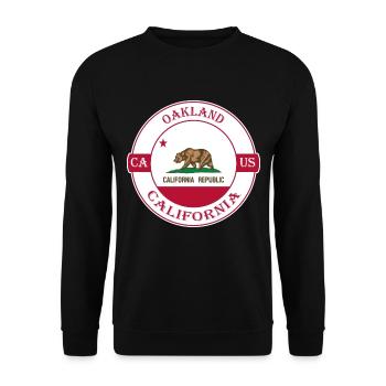 Oakland California Flagge USA Reise Souvenir Abzeichen - Unisex Pullover - Schwarz - Vorne - Alina (178cm) & Michal (187cm)
