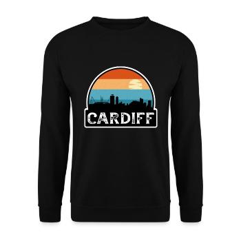 Cardiff Wales Flagge Skyline Reisesouvenir - Unisex Pullover - Schwarz - Vorne - Alina (178cm) & Michal (187cm)