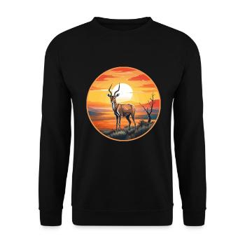 Impala Buntes Aquarell Cartoon Kawaii Tier - Unisex Pullover - Schwarz - Vorne - Alina (178cm) & Michal (187cm)