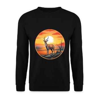 Impala Buntes Aquarell Cartoon Kawaii Tier - Unisex Pullover - Schwarz - Vorne - Alina (178cm) & Michal (187cm)