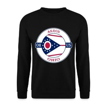 Akron Ohio Flagge USA Reise Souvenir Abzeichen - Unisex Pullover - Schwarz - Vorne - Alina (178cm) & Michal (187cm)