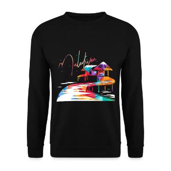 Leuchtende Malediven Korallenriff - Unisex Pullover - Schwarz - Vorne - Alina (178cm) & Michal (187cm)
