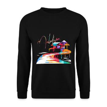 Leuchtende Malediven Korallenriff - Unisex Pullover - Schwarz - Vorne - Alina (178cm) & Michal (187cm)