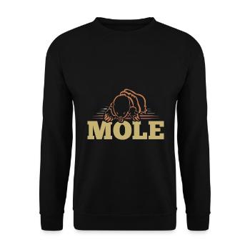 Flinker Maulwurf Gartenbewohner - Unisex Pullover - Schwarz - Vorne - Alina (178cm) & Michal (187cm)