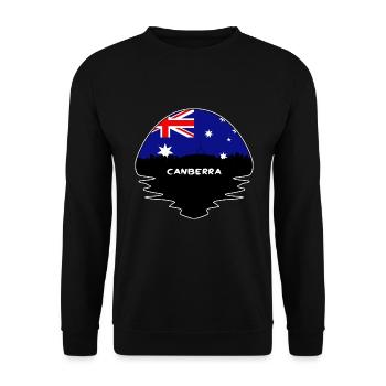 Canberra Australien Flagge Skyline Silhouette Reisen - Unisex Pullover - Schwarz - Vorne - Alina (178cm) & Michal (187cm)