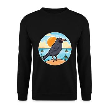 Krähe Aquarell Cartoon Kawaii Clipart Tier - Unisex Pullover - Schwarz - Vorne - Alina (178cm) & Michal (187cm)