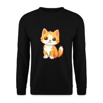 Kätzchen niedliche Karikatur Kawaii Aquarell Tier Haustier - Unisex Pullover - Schwarz - Vorne - Alina (178cm) & Michal (187cm)