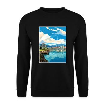 Wellington Waterfront Neuseeland Reiseposter - Unisex Pullover - Schwarz - Vorne - Alina (178cm) & Michal (187cm)