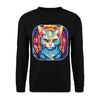 Buntes Aquarellgemälde der Singapura-Katzenrasse - Unisex Pullover - Schwarz - Vorne - Alina (178cm) & Michal (187cm)