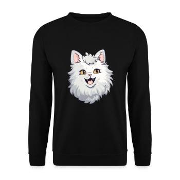 Laperm Katze Karikatur Aquarell Illustration - Unisex Pullover - Schwarz - Vorne - Alina (178cm) & Michal (187cm)
