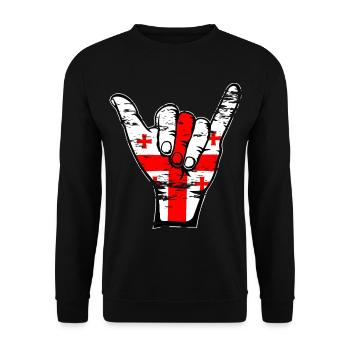 Georgien Flagge Surfing Symbol used - Unisex Pullover - Schwarz - Vorne - Alina (178cm) & Michal (187cm)