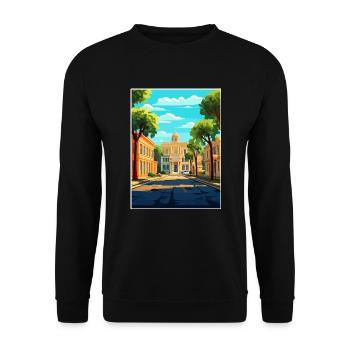Savannah Georgia Vintage Reiseposter Souvenir - Unisex Pullover - Schwarz - Vorne - Alina (178cm) & Michal (187cm)