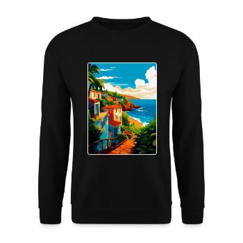 São Miguel Portugal Vintage Reiseplakat Souvenir - Unisex Pullover - Schwarz - Vorne - Alina (178cm) & Michal (187cm)