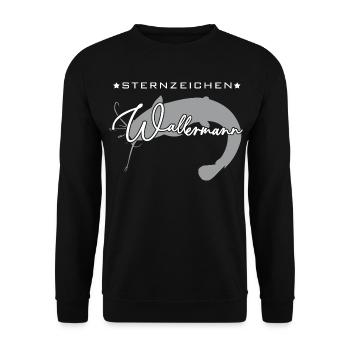 Sternzeichen Wallermann lustiger Wallerspruch Wels - Unisex Pullover - Schwarz - Vorne - Alina (178cm) & Michal (187cm)