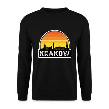 Krakau Polen Flagge Skyline Reisesouvenir - Unisex Pullover - Schwarz - Vorne - Alina (178cm) & Michal (187cm)