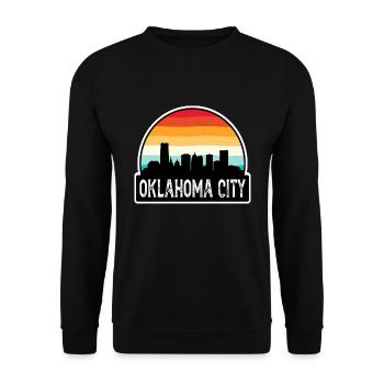Oklahoma City Oklahoma USA Flagge Skyline Reisen Sou - Unisex Pullover - Schwarz - Vorne - Alina (178cm) & Michal (187cm)