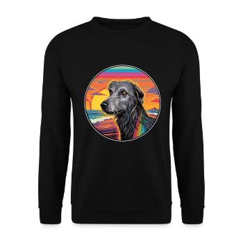 Scottish Deerhound Hunderasse Bunte Karikatur Wate - Unisex Pullover - Schwarz - Vorne - Alina (178cm) & Michal (187cm)