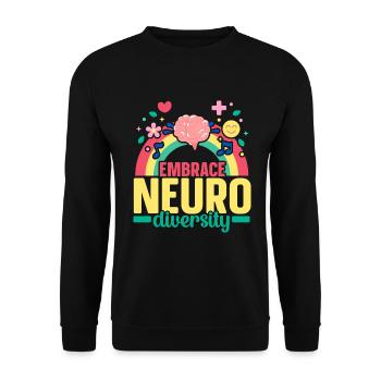 Umarmen Sie Nuerodiversität Anders denken ADHD - Unisex Pullover - Schwarz - Vorne - Alina (178cm) & Michal (187cm)