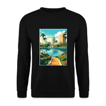 Orlando Beach Florida Vintage Reiseposter WPA - Unisex Pullover - Schwarz - Vorne - Alina (178cm) & Michal (187cm)