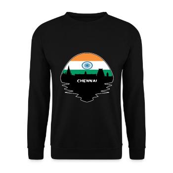 Chennai Indien Flagge Skyline Silhouette Reisen - Unisex Pullover - Schwarz - Vorne - Alina (178cm) & Michal (187cm)