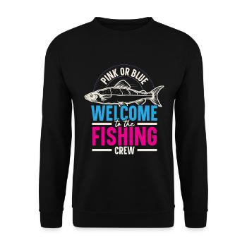 Rosa oder blau Willkommen bei der Fischer-Crew - Unisex Pullover - Schwarz - Vorne - Alina (178cm) & Michal (187cm)