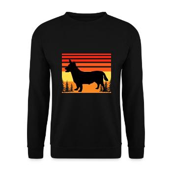 Lancashire Heeler Hund Liebe Silhouette Retro Sonnenuntergang - Unisex Pullover - Schwarz - Vorne - Alina (178cm) & Michal (187cm)