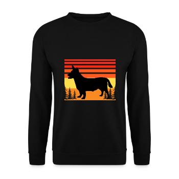 Lancashire Heeler Hund Liebe Silhouette Retro Sonnenuntergang - Unisex Pullover - Schwarz - Vorne - Alina (178cm) & Michal (187cm)