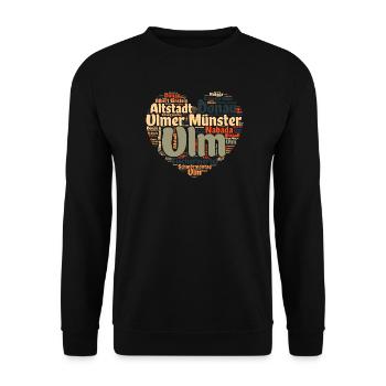 Ulm Donau Herz - Unisex Pullover - Schwarz - Vorne - Alina (178cm) & Michal (187cm)