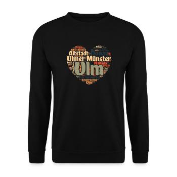Ulm Donau Herz - Unisex Pullover - Schwarz - Vorne - Alina (178cm) & Michal (187cm)