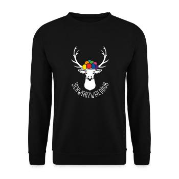 Hirsch Schwarzwaldbub weiss - Unisex Pullover - Schwarz - Vorne - Alina (178cm) & Michal (187cm)