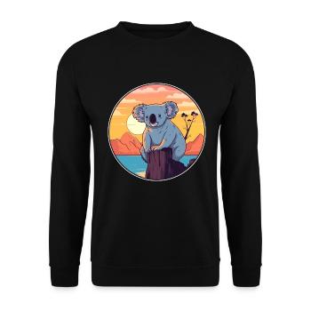 Koala Buntes Aquarell Cartoon Kawaii Tier - Unisex Pullover - Schwarz - Vorne - Alina (178cm) & Michal (187cm)