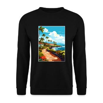 Kailua Kona Hawaii Vintage Reiseposter Souvenir - Unisex Pullover - Schwarz - Vorne - Alina (178cm) & Michal (187cm)