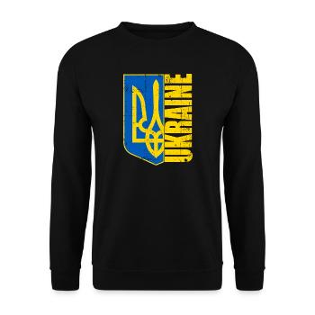 Ukraine Fußball Trikot Flagge Ukraina - Unisex Pullover - Schwarz - Vorne - Alina (178cm) & Michal (187cm)